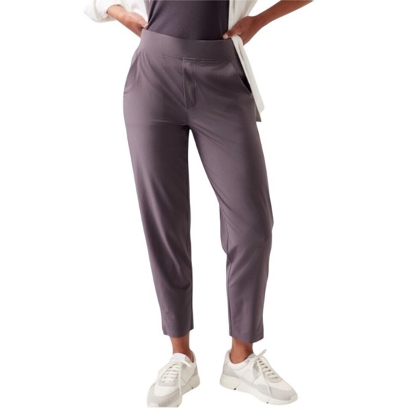 Athleta Brooklyn Mid Rise Pull On Ankle Pants Dusk Violet EUC Size 2 - Picture 2 of 9